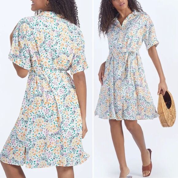 Summersalt The Do It All Belted Shirtdress in Wildflower Fields Print Size XL - Picture 1 of 13